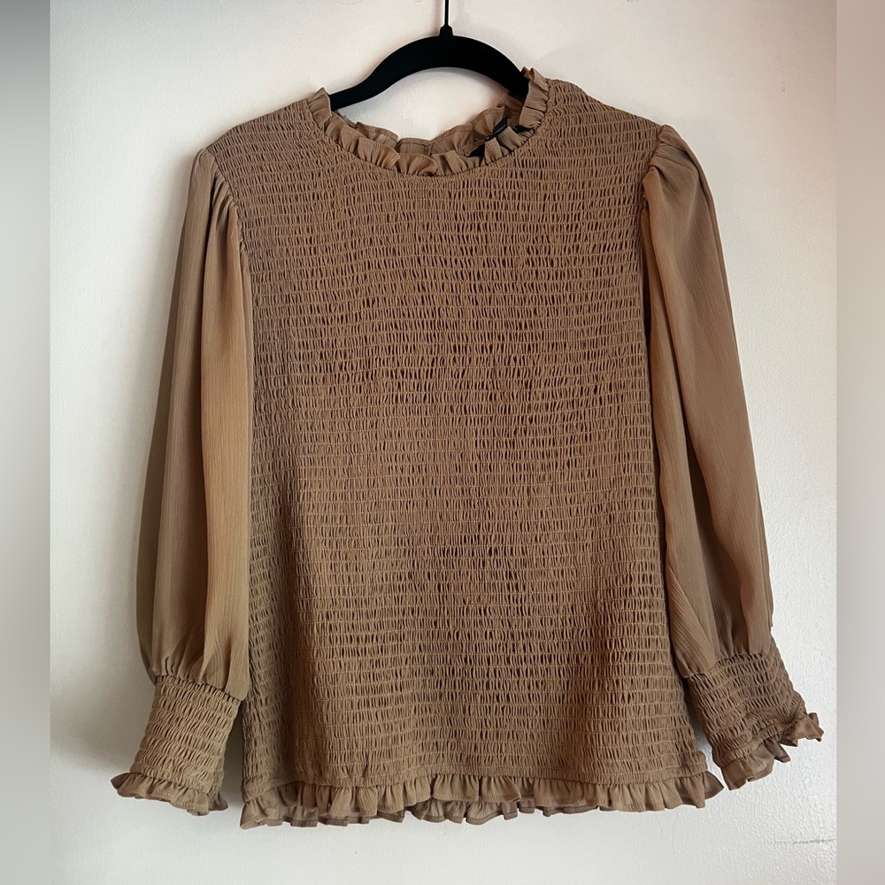 Super cute Express blouse in tan! Size medium !